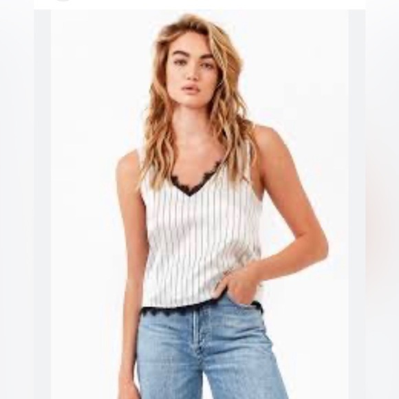WAYF white striped dressy  cropped Cami size small - Picture 1 of 8